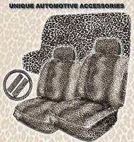 9PC BLACK WHITE CHEETAH LOW BACK SEAT COVERS STEERING  