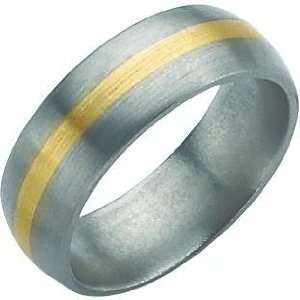  Titanium 14K Gold Inlay 6mm Brushed Ring Size 8.5 Chisel 