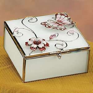 Red Butterfly with Floral Jewelry Box Container Accessory 