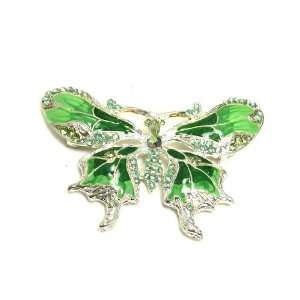   Rhinestone Color Enamel Butterfly Silver Plated Brooch Pin Jewelry