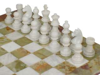 Staunton Marble Chess Set Green & White   16  