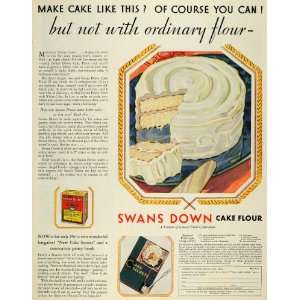  1931 Ad Swans Down Cake Flour Monarch White Cake Recipe 