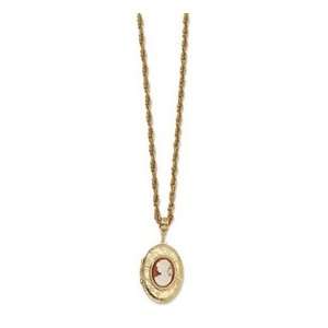  Gold tone Cameo Locket on 30 Necklace Jewelry