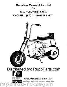 69 RUPP Chopper minibike Parts, Assembly manual  