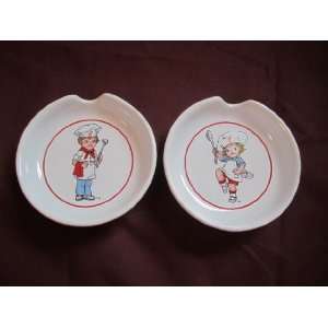  (2) Pair of 1993 Campbell Soup Kids Porcelain Spoon Rests 