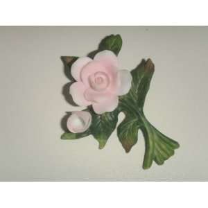  Capodimonte Type Porcelain Flower Brooch Dress Pin Pink 
