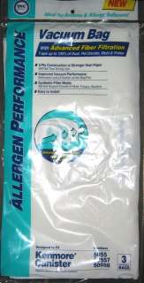 Kenmore Canister HEPA Cloth Vacuum Bags #5055  50557 836301000230 