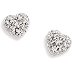  14K White Gold Diamond Heart Earring 