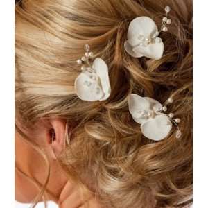 White Mini Phalaenopsis Orchid Bridal Hair Pin Flower   Price per 
