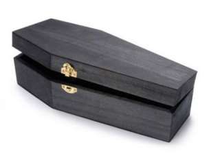 Unfinished Wood ~ 12 BLACK COFFIN CASKET BOX with SOUND  