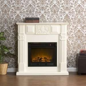  Emerson Carved Electric Fireplace in Ivory