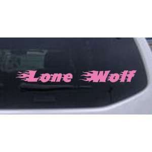 Flaming Lone Wolf Car Window Wall Laptop Decal Sticker    Pink 22in X 