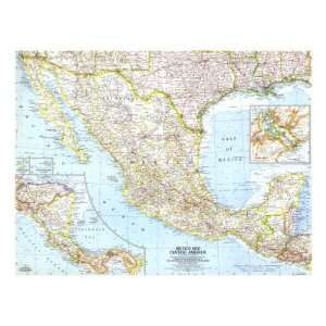  Mexico And Central America Map 1961 Giclee Poster Print 