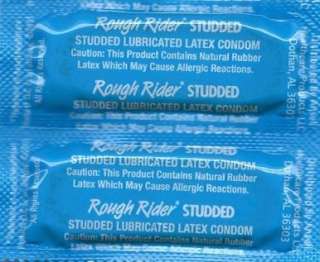 12 ROUGH RIDER STUDDED RIBBED CONDOMS FOR THEIR PLEASURE