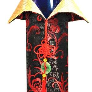 SILK WINE BOTTLE COVER Bag Chinese Brocade Fabric Gift NEW Black Red 