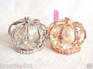 Purse Candy Silver Gold Pink Crystal Crown Key Ring Fob  