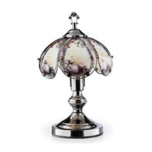 14.25h Glass Hummingbird with Poem Theme Black Chrome Base Touch Lamp