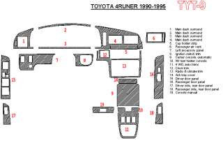 Toyota 4Runner 90 95 Interior Brushed Aluminum Dashboard Dash Kit Trim 