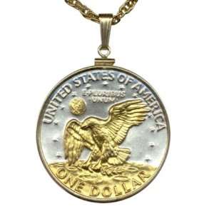  Coin Necklaces in Gold Filled Bezels   Eisenhower dollar (reverse