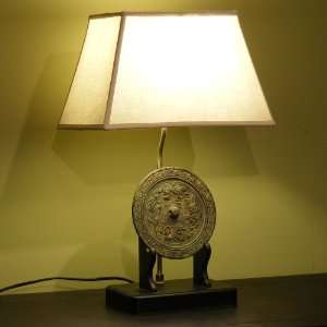  Bronze Coin Table Lamp with Shade