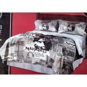 Piece 2pac/tupac Grey+black+red Comforter with Pillow Case Set Queen 