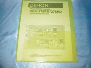 DENON DRA 375RD / 275RD RECEIVER OPERATING INSTRUCTIONS  