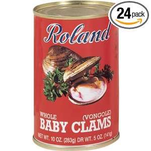 Roland Whole Baby Clams, 10 Ounce Tins Grocery & Gourmet Food
