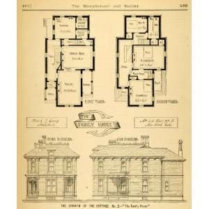  1879 Print Cottage House Architectural Design Plans 