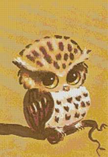 1960s Retro Vintage Owl in Tree Cross Stitch Pattern  