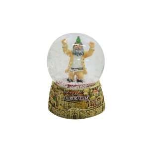 cm. Copper colored Glass Jerusalem Snow Globe with Dancing Hassid 