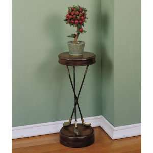  Powell Golf Themed Accent Table   Antique Walnut Finish 