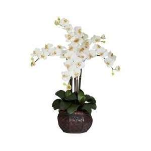  Phalaenopsis with Decorative Vase Silk Flower Arrangement 