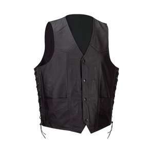 New Diamond Plate Solid Genuine Leather Vest 2x Black 