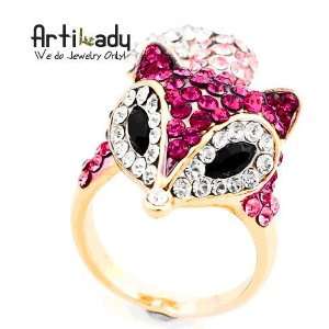   ring design with fox design crystal birthday gift 2012 new arrivre