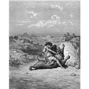  Window Cling Gustave Dore The Bible Samson Slaying A Lion 