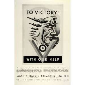  1942 Ad Massey Harris Farm Implements Victory V Echelon 