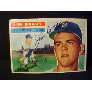 Jim Brady Detroit Tigers #126 1956 Topps Signed Autographed Baseball 