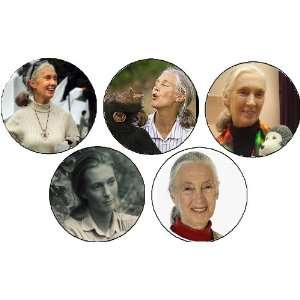  Set of 5 JANE GOODALL 1.25 MAGNETS ~ UN Peace Primate 