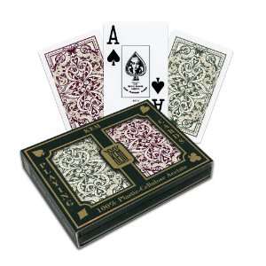  Kem Jacquard Playing Cards 2 Deck Set Green/Burg (Bridge 