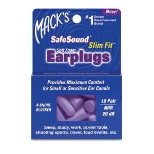  Macks SafeSound Slim Fit Foam Earplugs   10 pair 20, count, 10 