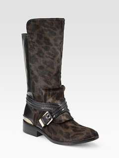 Brian Atwood   Doville Leather and Calf Hair Mid Calf Boots   Saks 