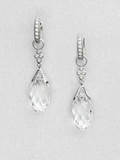   Diamond Accented 14K White Gold Briolette Drop Earring Charms/Clear