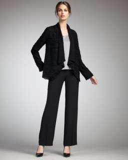 Crinkled Chiffon Jacket, Silk Shell & Straight Leg Pants, Womens