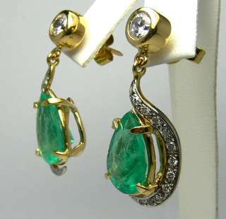 Divaesque Custom Colombian Emerald & Diamond Earrings 12cts  