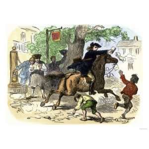 Paul Revere Delivering Handbills in a New England Village for the Sons 