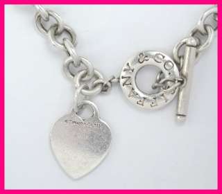 Tiffany & Co Sterling Silver Heart Tag Charm Toggle Necklace  