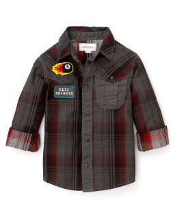 Diesel Boys Capacy Plaid Button with Back Graphic   Sizes 4 7 