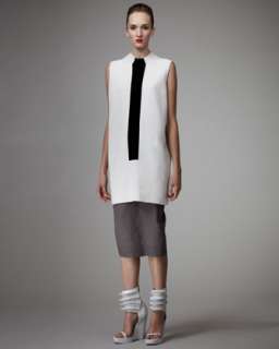 Sleeveless Tie Illusion Tunic & Midi Column Skirt