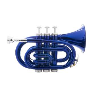 Mendini Blue Lacquer Mini / Pocket Trumpet +$39 Tuner  