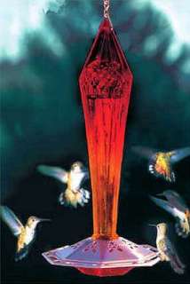 SCHRODT FACETED DECORATIVE GLASS HUMMINGBIRD FEEDER  